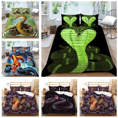 3D-Python-bedruckte Bettwäsche, Steppdecke und Kissenbezug, Bettwäsche-Set, AU/EU/US, Einzel-/Doppelbett-Bettwäsche-Set in voller Größe