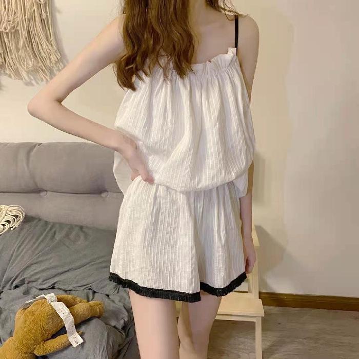 Women's Fairy Princess Nightdress - Summer 2024 Sweet Ruffled Short-Sleeve White Pajamas