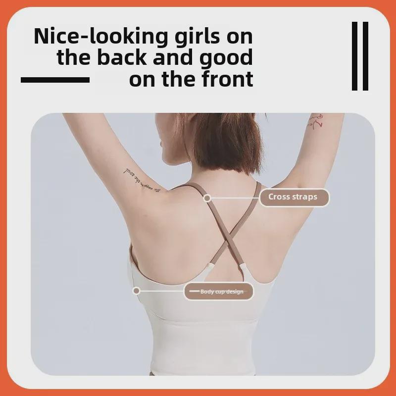 Women's Thin Strap Sports Bra with Chest Pad - Yoga and Fitness Vest Top