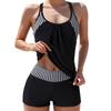 Damen Bedeckter Tankini Badeanzug Modischer Badeanzug mit Shorts, Zweiteiliges Bikini-Badebekleidungs-Set
