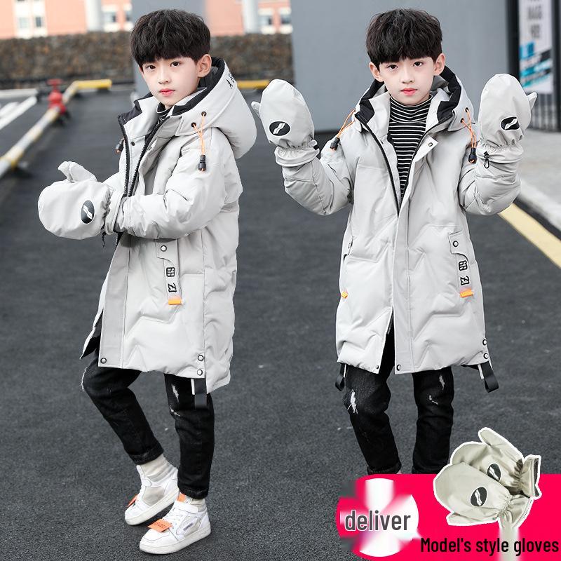 Boys' Winter Mid-Length Cotton Coat 2024 - Thick, Trendy Down Jacket for Kids