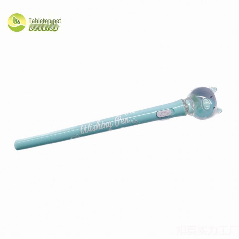 Luminous Jellyfish Light-Up Pen with Real Specimen - Cute Student Stationery Featuring Piggy and Bear Designs