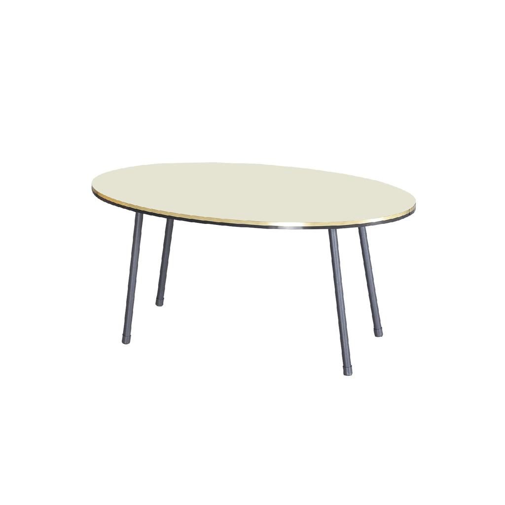 Coffee Table Ellipse Black Metal Leg Double Gold Cream