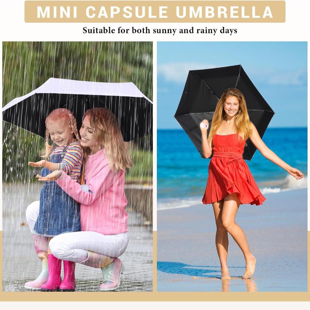 Sun & Rain Umbrellas Lightweight Compact Pocket Umbrella Windproof Folding Travel Umbrella with Storage Box Sunny Rainy Days