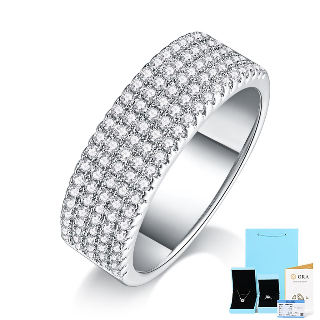 5 Reihen Ringe Damen Leichter Luxus Premium S925 Silber Moissanite Ring