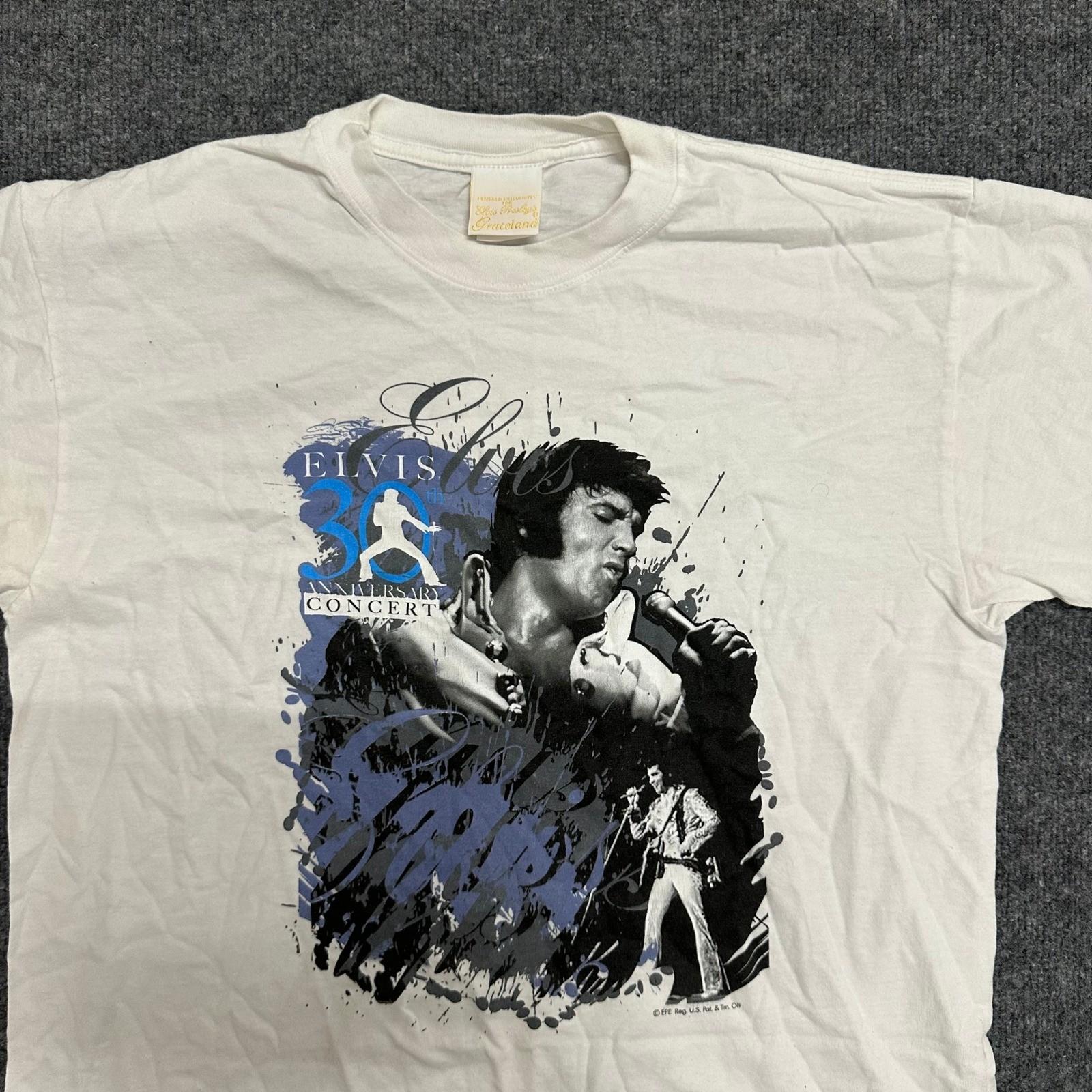 Elvis Presley T-Shirt Mens XL White 30th Anniversary Concert Graceland Graphic XL