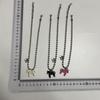 Alloy Horse Pendant Necklace Silver Plated Enamel Pendant Necklace Beads Neck Chain  for Women
