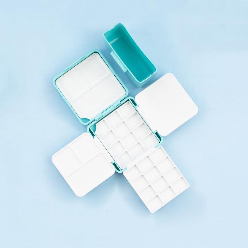 Portable Travel Watercolor Plastic 12/24 Grids Painting Box With Palette Half Pan Mini Paint Storage Case For Art Supplies