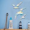 3pcs Bird Themed 2D Irregular Wooden Pendant Seagull Swallow Pigeon Wall Hanging Decoration Coastal Nautical Home Bedroom Decor
