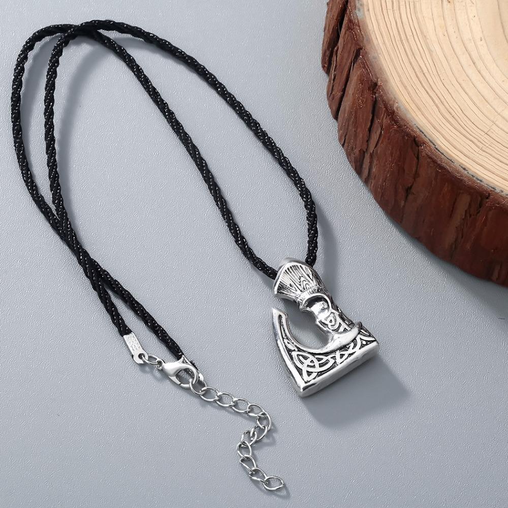 Kinitial Antique Bronze Color Slavic Perun Big Axe Pendant Necklace Jewelry Viking Slavic Necklaces Fit for Men's Jewelry