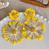 Cute Handmade Woven Sunflower Clip Earrings Raffia Flower Ear Clip for Women Beach Vacation Jewelry Gift Accessories Gifts