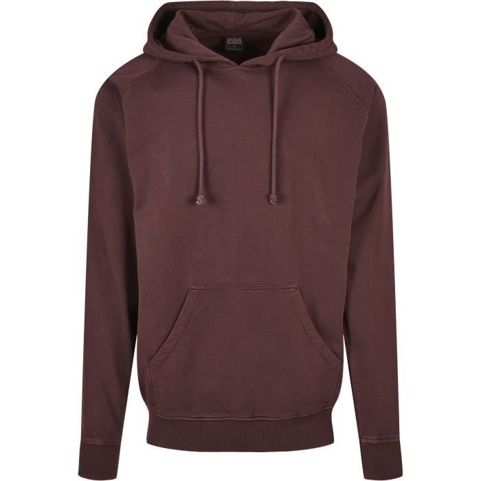 Sweatshirt - Urban Classics - overdyed - Bordeaux - Col capuche - Manches longues
