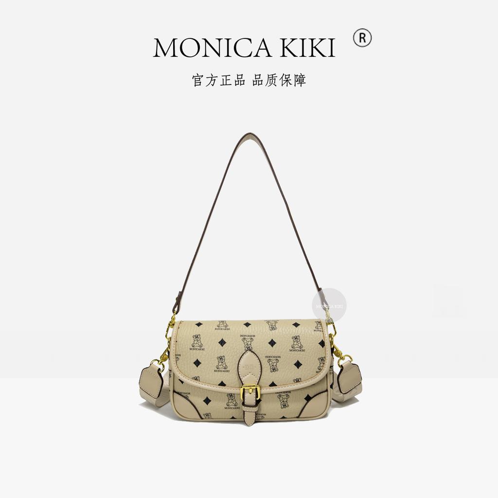 Cartoon bear printed small square bag versatile bag women's 2025 new retro old flower high-end single shoulder messenger bag