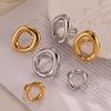 316L Stainless Steel Gold Plated Big Ring for Women Oval Hollow Personality Ring Female Luxury Waterproof Zircon