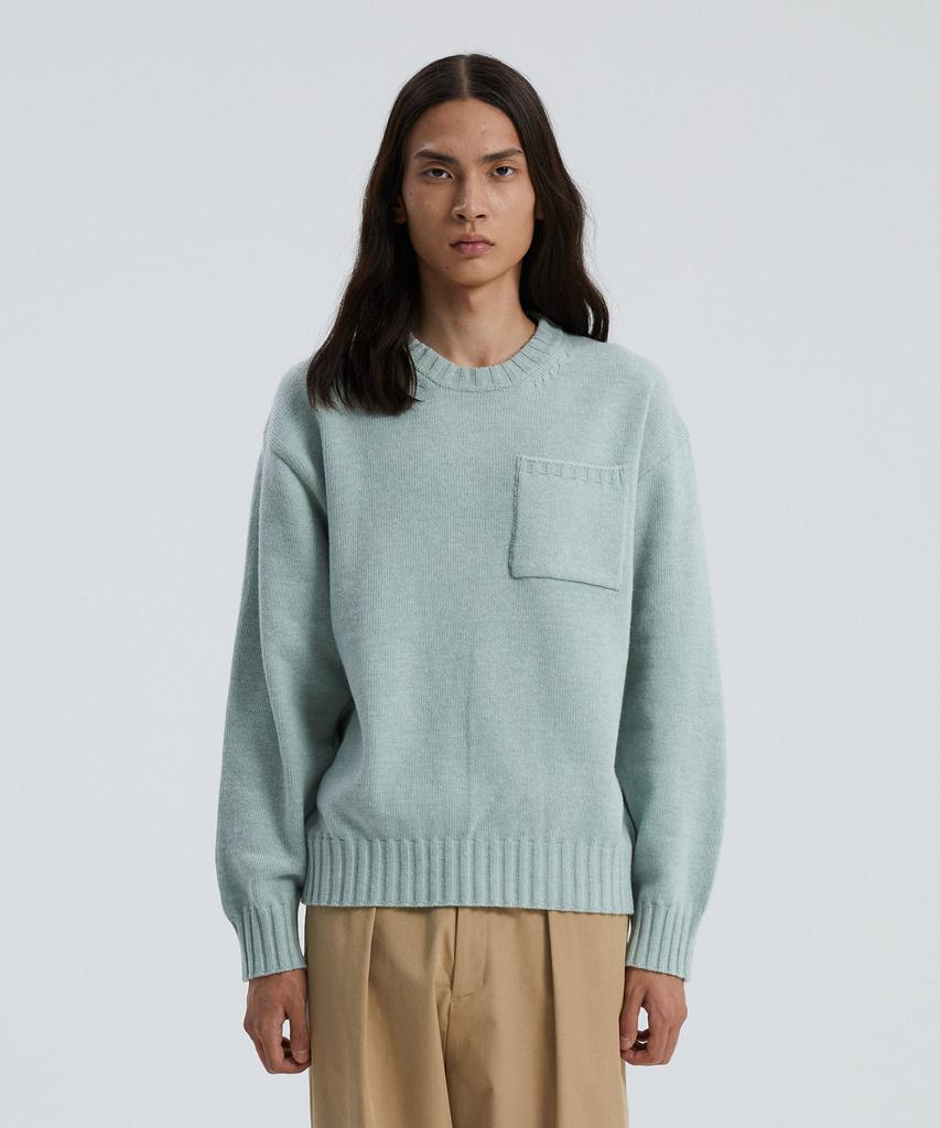 KNITTED Cashmere Wool Pocket Round Knit Mint