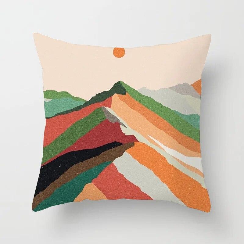 Hot Sale Modern Morandi Color Sofa Cushion Cover Home Nordic Abstract Mountain Moon Sun Geometric Pillow