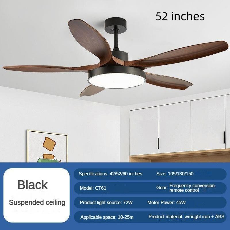 42/52/60-inch Full Spectrum Restaurant Fan Light Variable Frequency Household LED Electric Ceiling Fan Light Nordic Big Five Leaf Ceiling Fan Lamp