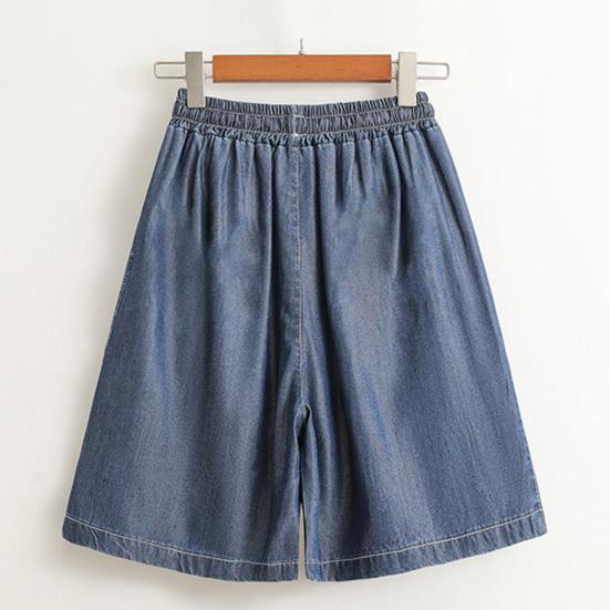 Женские летние широкие шорты с высокой талией — фото 12