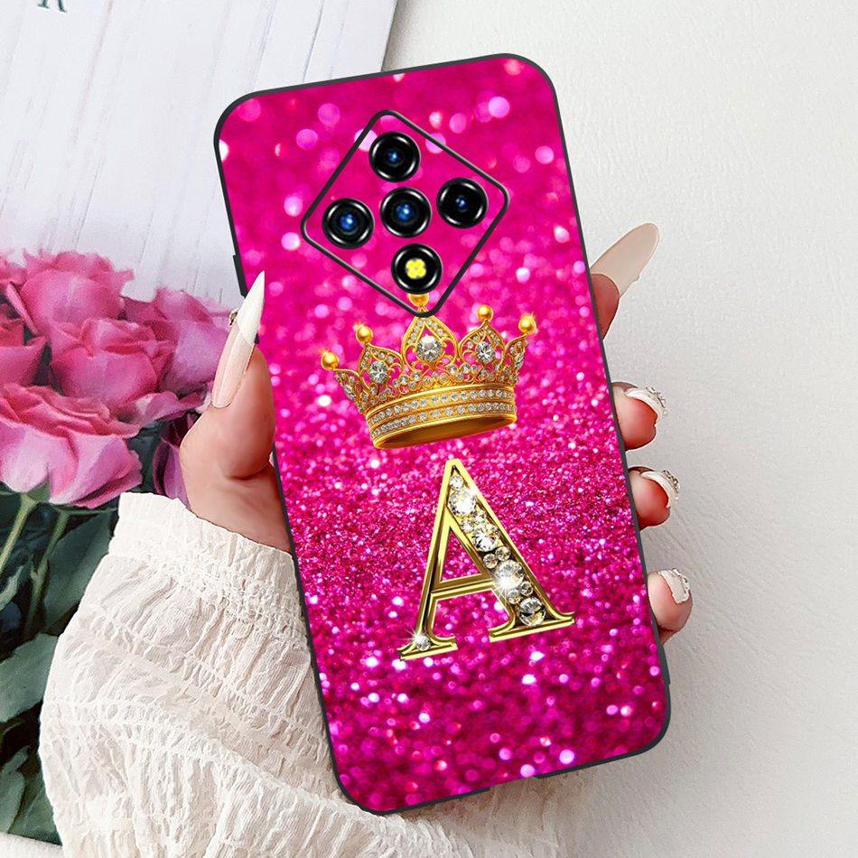 

For Infinix Zero 8 8i Fashion Crown Letter Phone Case For Infinix Zero8 Zero8i X687 X87B Black Silicone Soft Cases Bumpers Infinix Zero 8