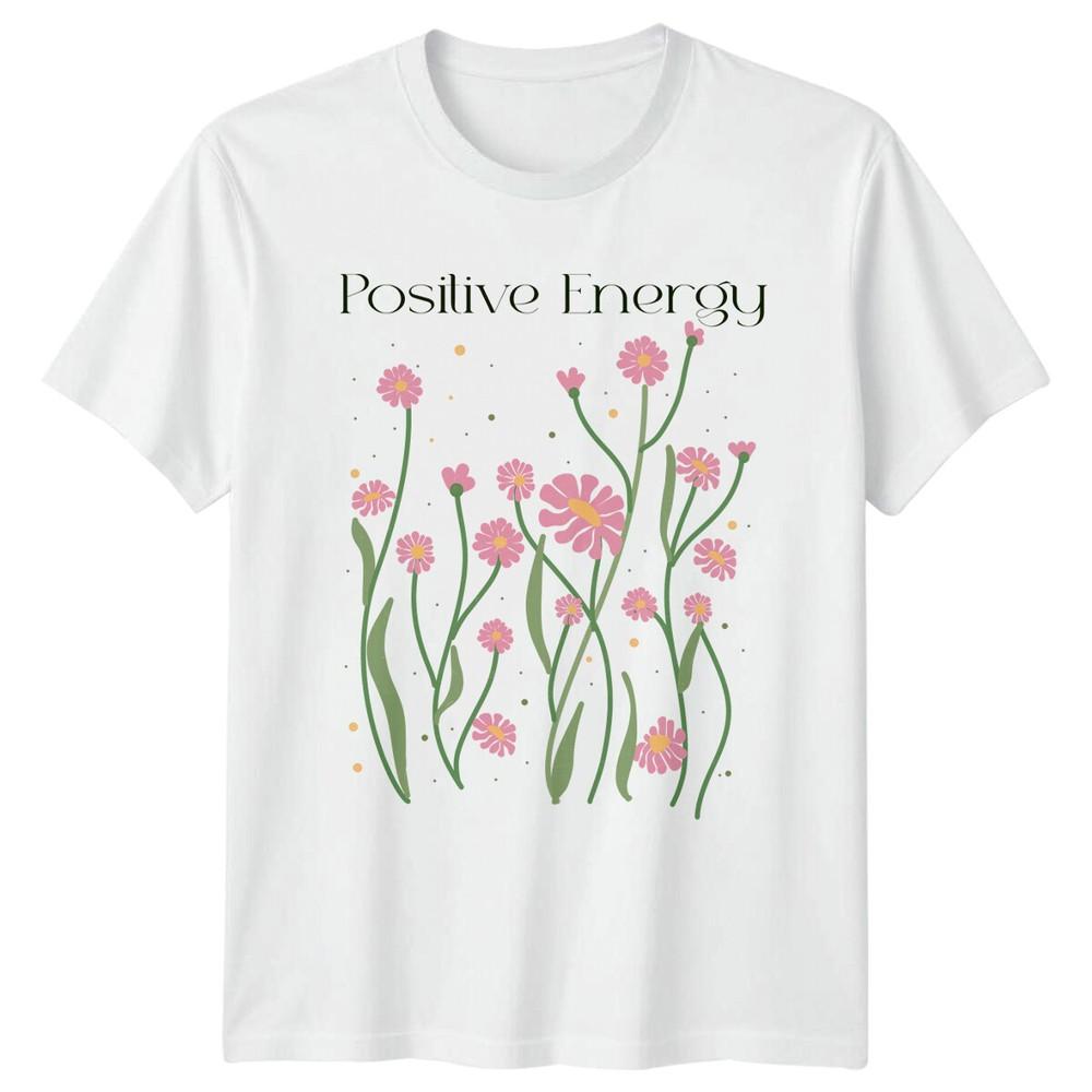 Positive Energy Pink Flower Nature TShirt Unisexs Unisexs Floral Tee S