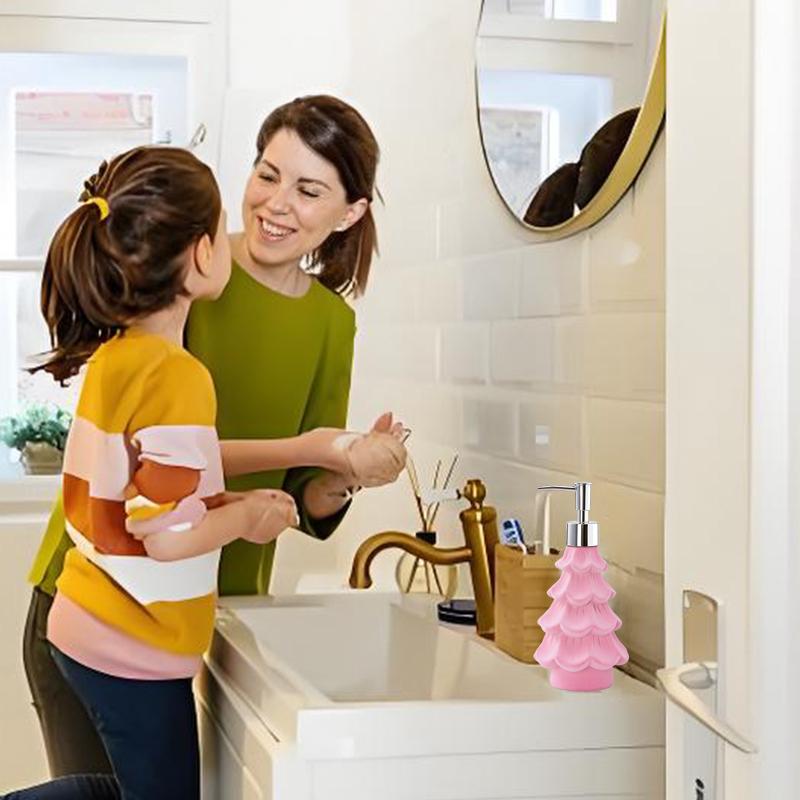 Christmas Soap Dispenser, Resin Green And Pink Holiday Christmas Tree Hand Dish Soap Dispenser