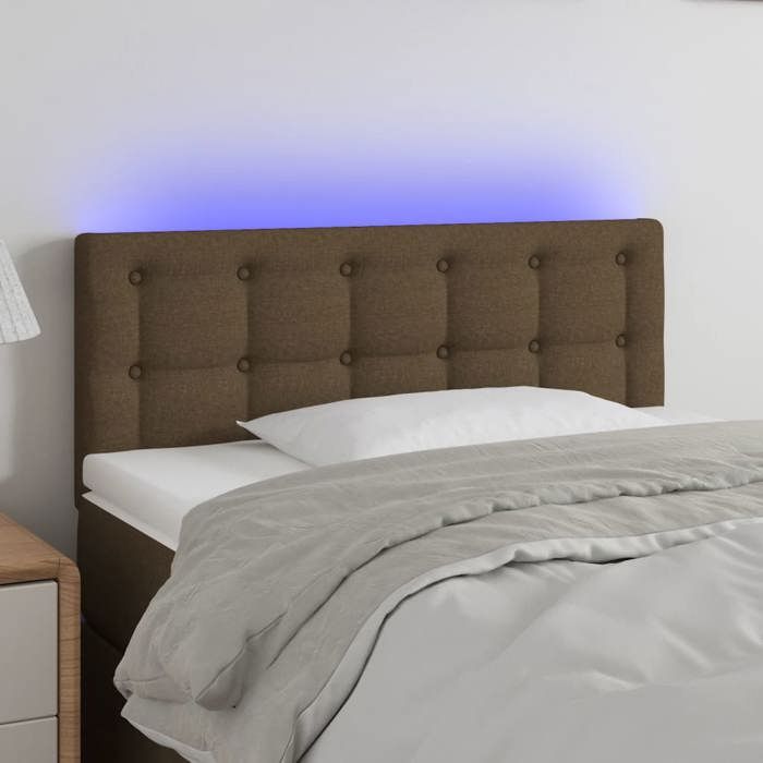 VidaXL Tête de Lit à LED Meuble de Chambre à Coucher Accessoire de Lit Simple Tête de Cadre de Lit Intérieur Marron Foncé 3122023