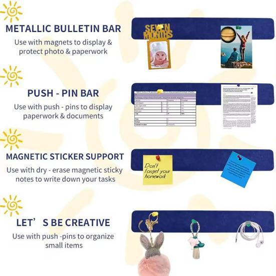 8Pcs Felt Message Strip Self Adhesive DIY Bulletin Board Pin 35 Thumbtacks School Home Wall Decor Stickers