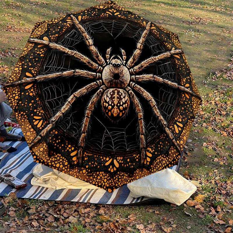 1PC spider web mandala Umbrella-9-Rib Reinforced, Automatic Open, Lightweight & Durable, Cute Fashion Accessory for Outdoor-P0702