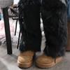 Faux Fur Furry Leg Warmers Y2k Women's Plush Stockings Fashion Lace Up Leg Warmers  Fall Winter