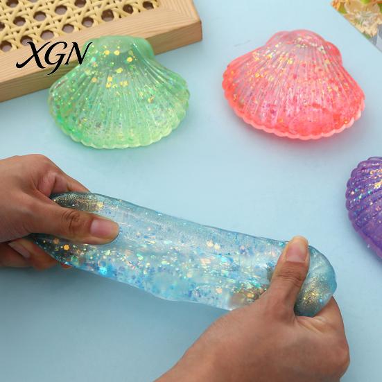 Knete Stressball Mini Glitzer Muschel Spielzeug, Linderung Zucker Entspannung Fidget Weich Dehnbar Transparent Ozean Sensorisches Spielzeug