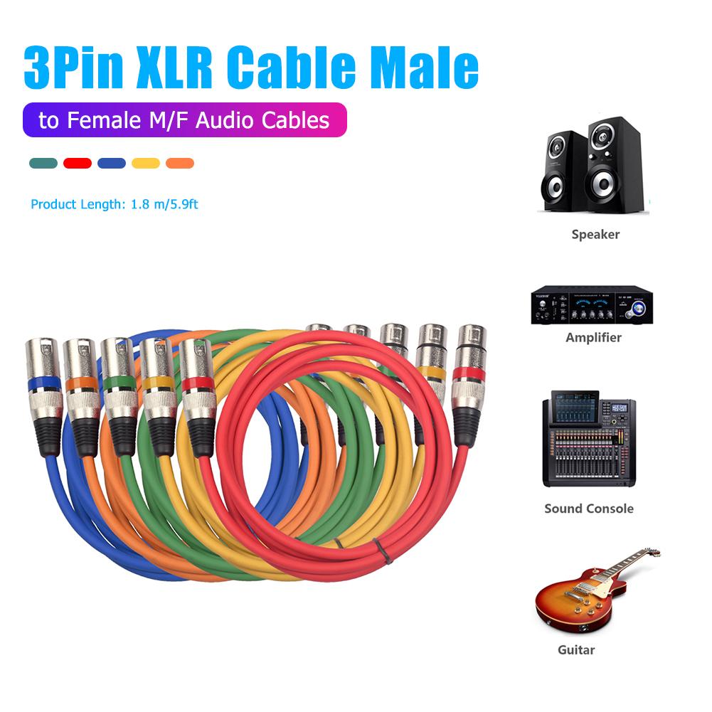5-10Pcs XLR Male To Female Mic Cable Multi Colored XLR Male To Female Microphone AUX Cord for Mic Mixer Recording Studio Podcast
