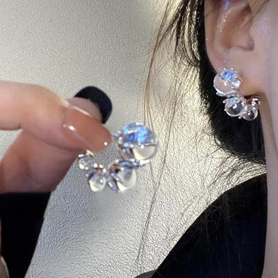 1 paio di orecchini a bottone con perline e palline rotonde trasparenti unici per donne e ragazze, orecchini alla moda, accessori per gioielli, regali