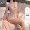 Plus Size Sexy Lace & Tulle Lingerie Set with Camisole, Nightgown, and Robe