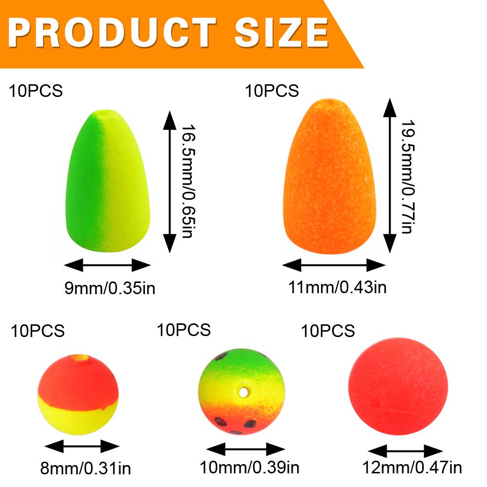 10Pcs Foam Fishing Float Fly Fishing Buoys Pompano Rig Floats Bobbers For Trout Catfish Walleye Fishing Tackle Accessories