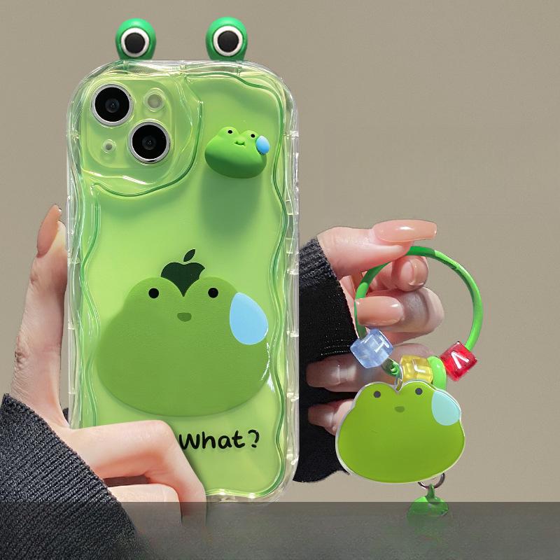 Použitelné pro pouzdro na mobilní telefon Apple 14 Promax IPhone 15 Roztomilá Vtipná Trojrozměrná Žabí Panenka 13 Silikonový Měkký Kryt