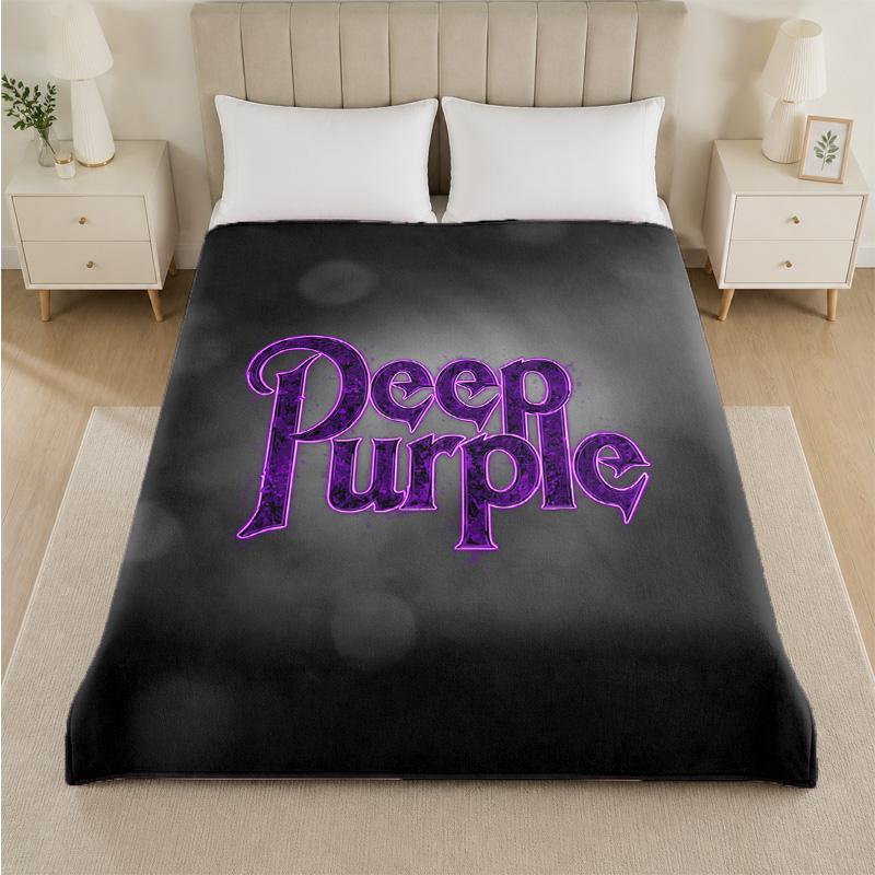 Deep Purple Print Flannel Blanket Cozy Lightweight Plush Throw Blanket For Bed Sofa Household Use