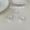 S925 Sterling Silver Heart Croissant Open Adjustable Ring Set for Women - Simple, Versatile Daily Wear