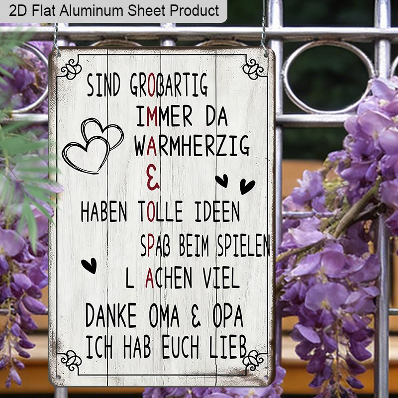 2D Flat 1pc Vintage German Aluminium Wall Art Sign 8x12 Aluminium Rustic Home Decor Heartwarming Family