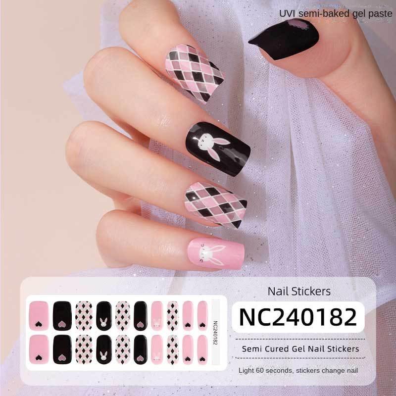 New Hot Stamping Laser Gel Nail Stickers French Nail Polish Glue Semi-cured Gel Nail Stickers
