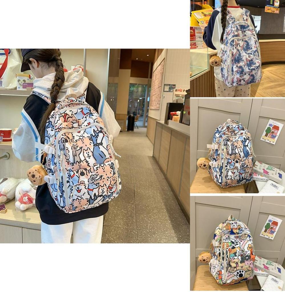 Süßer Katzen- und Hundedruck Kinder Schulrucksack Mit Geräumigem Design Und Atmungsaktiven Trägern Für Schüler