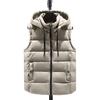 Unisex Cotton Waistcoat Hooded Stand Collar Drawstring Sleeveless Zipper Placket Vest Coat with Pockets Solid Color Thickened Warm Vest Jacket