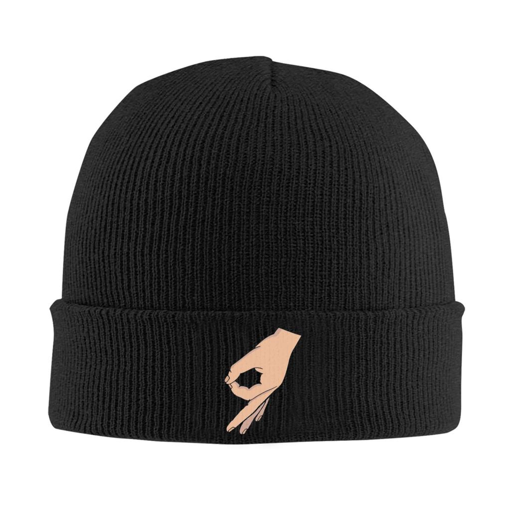 Circle game hand funny gotcha meme Made You Look Warm Knitted Cap Winter Knit Bonnet Hat Skullies Beanies Caps for Unisex