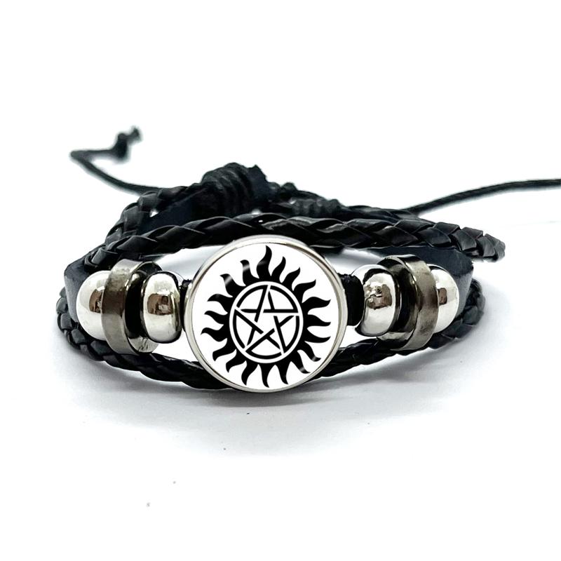 New Supernatural Sign Leather Bracelets Sam Dean Multilayer Braided Handmade Jewelry Gifts for Men Women