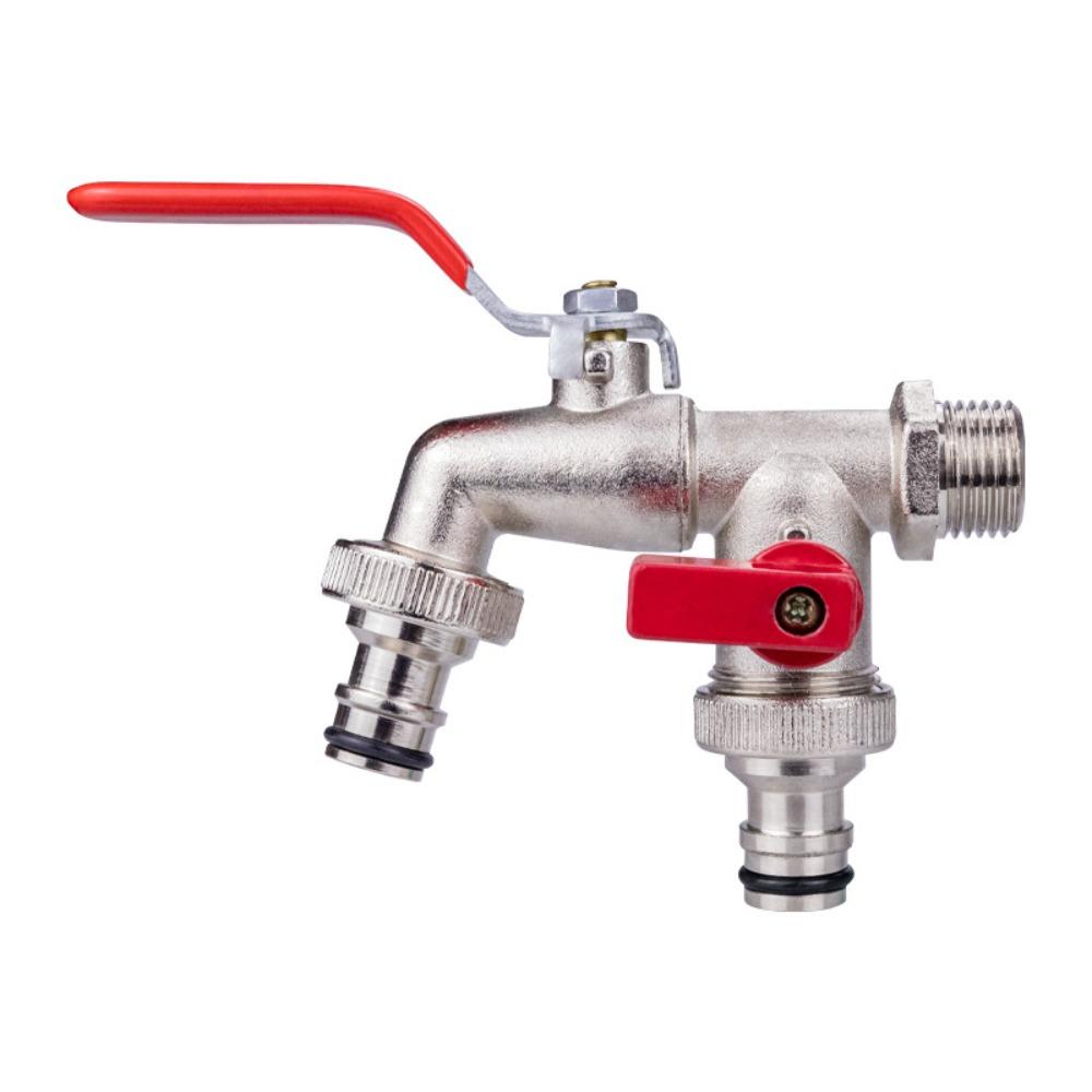 1/2'' 3/4'' Zinc Alloy Faucet Water Splitter Water Connection Adapter Outdoor Switch Garden Irrigation Pipe Connector Faucet