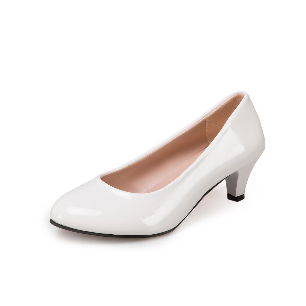 Large size single shoes women s new pointed head shallow mouth fourseason single shoes fashion thick heel high heel women s shoes large size 37 белый