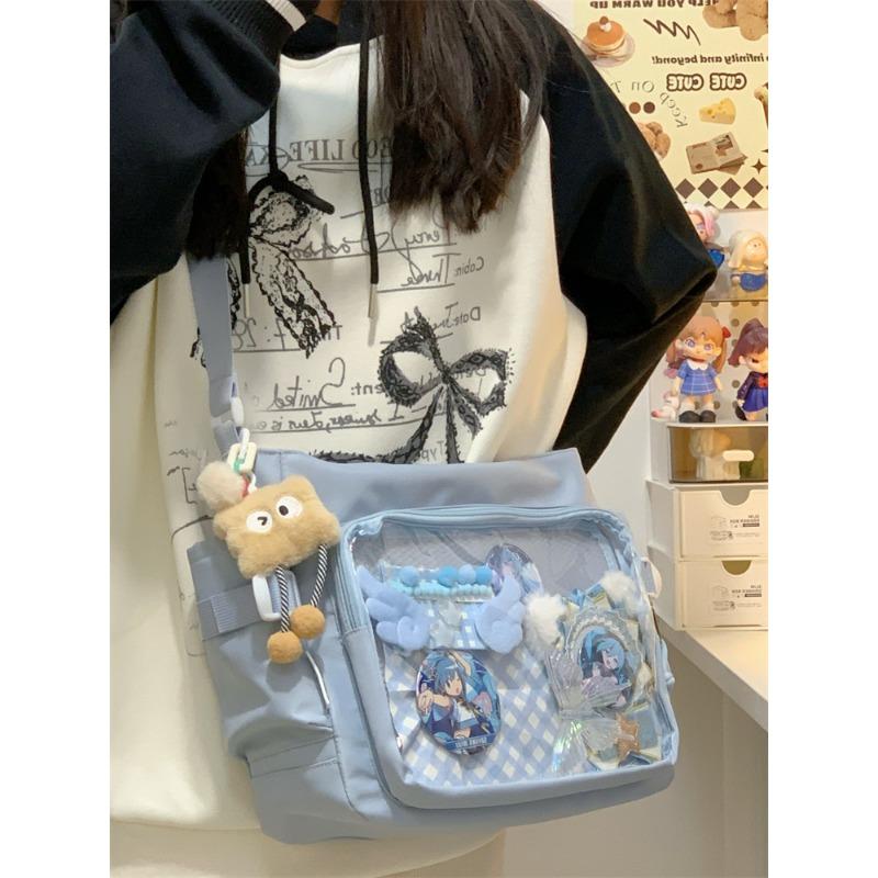 Academy style versatile simple two-dimensional large-capacity messenger bag female transparent shoulder bag oblique span pain bag