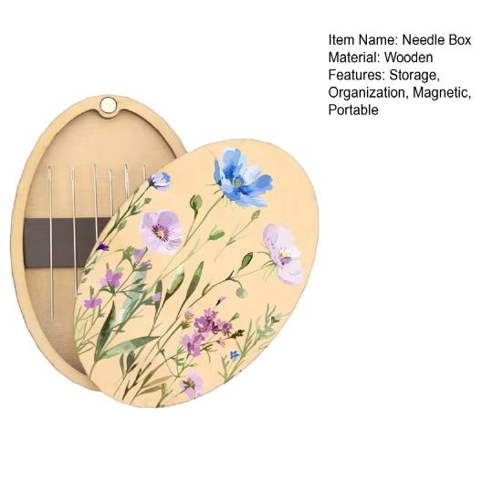 Sewing Needle Storage Box Wooden Magnetic Needle Holder Case with Lid Craft Supplies Storage Organizer Gift for Sewers