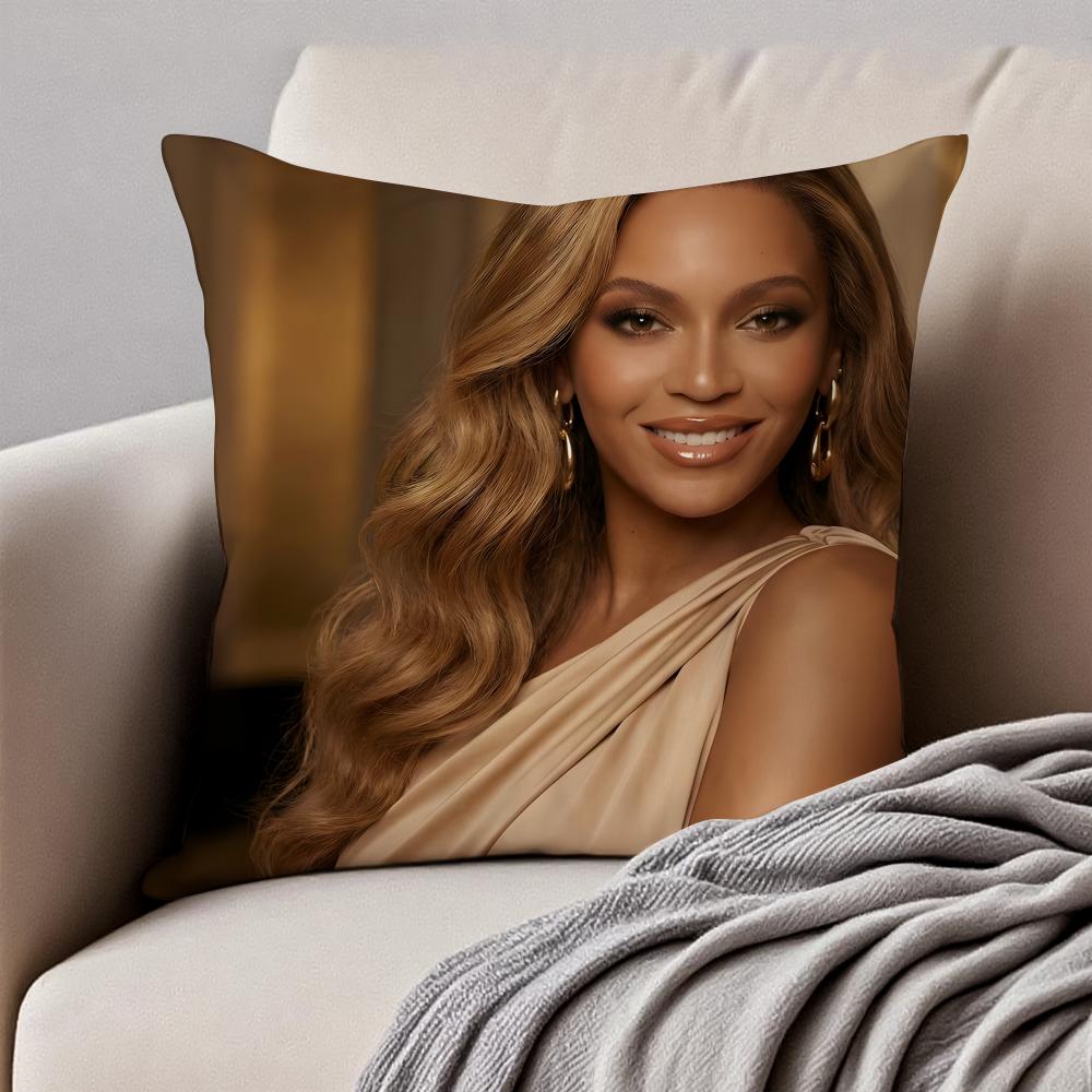 SINGER BBeyoncé Giselle Knowles Cushion Cover Pillowcase Antidustmite Invisible Zipper Short Plush Sofa Cushion
