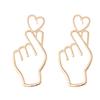 1 Pair Finger Heart Alloy Earrings Hollowed Out Love Ear Studs Ornaments Jewelry