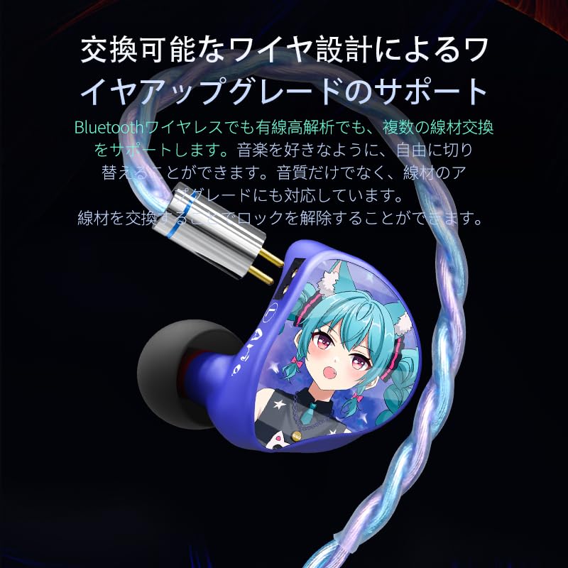CVJ Aria (Yoji Version) Wired Earphones, IEM Earphones, 3.5mm4.4mm Interchangeable Dual Plugs, High-Performance Nanocrystalline Coated Diaphragm,